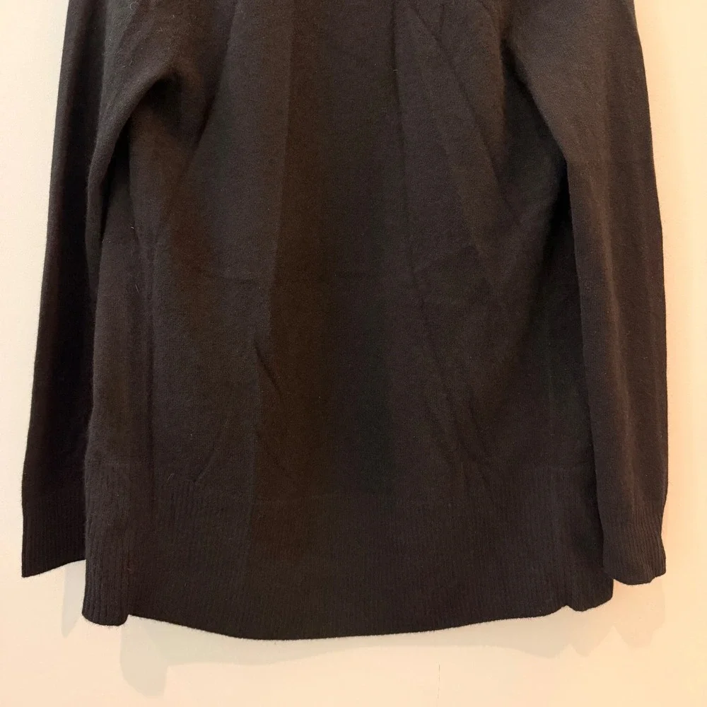Quince Mongolian Cashmere Open Cardigan Sweater Pockets Shawl Trip Black XS NWT